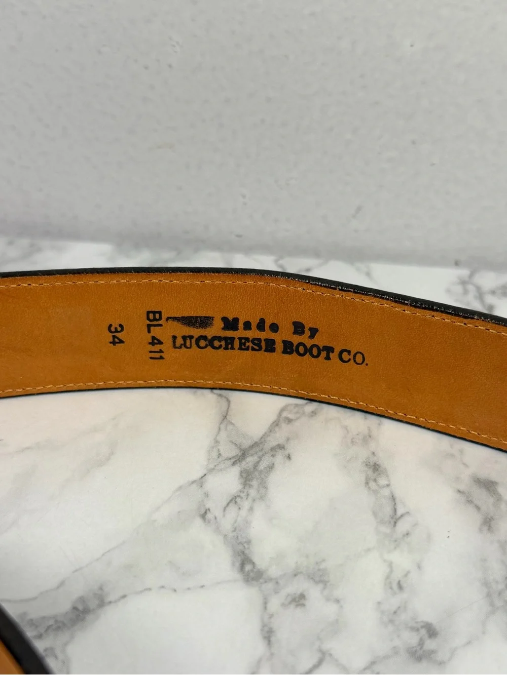 Lucchese boot co leather brown belt size 34